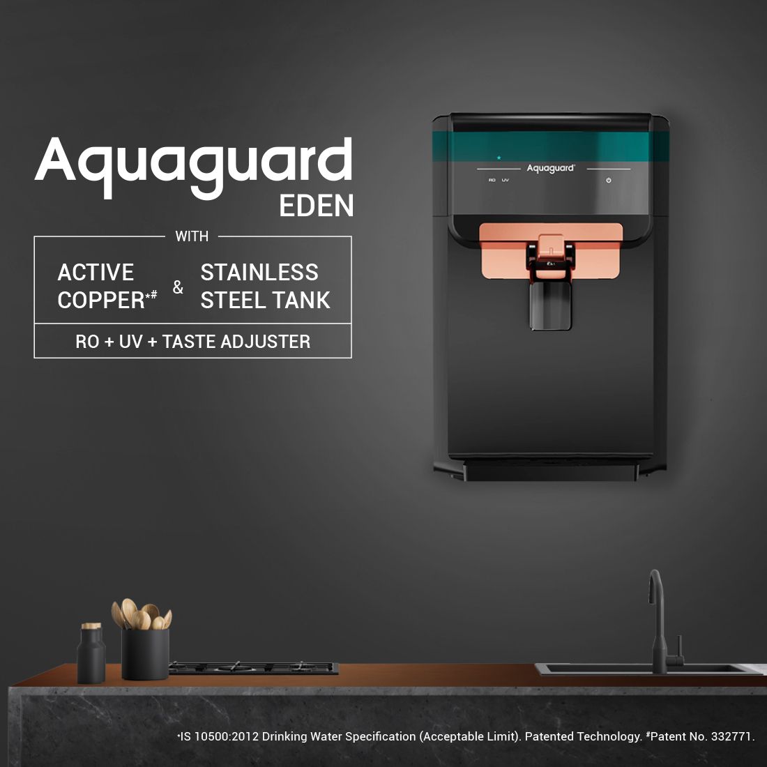Aquaguard Eden WS RO+UV Stainless Steel Copper Water Purifier