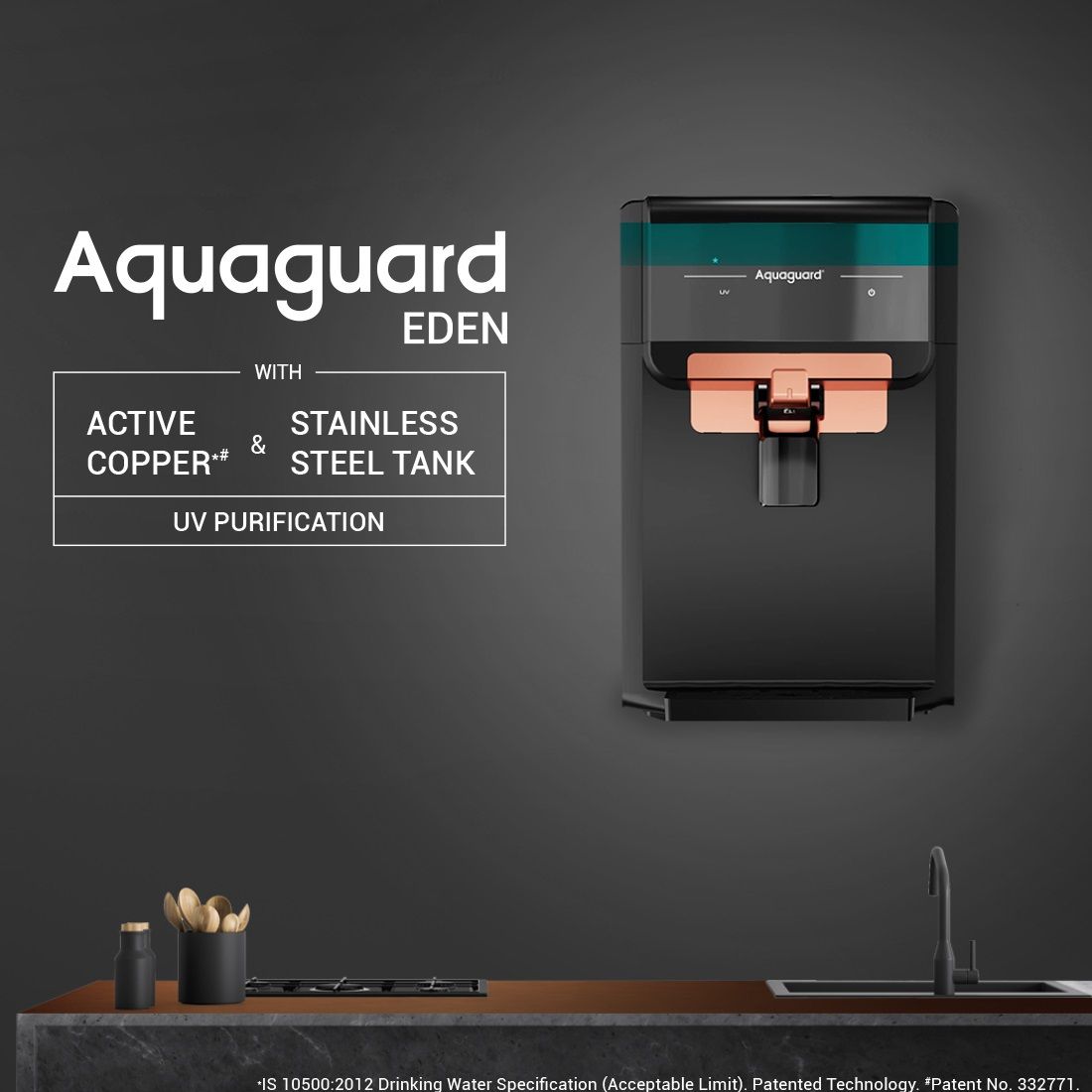 Aquaguard Eden UV Stainless Steel Copper Water Purifier