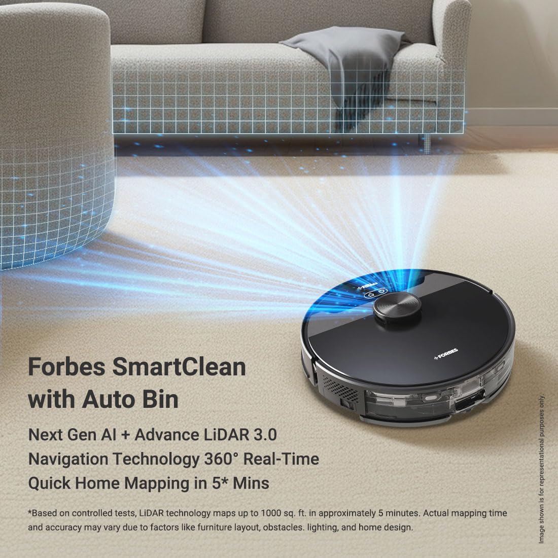 Forbes Smartclean With Auto Bin Robotic Vacuum Cleaner