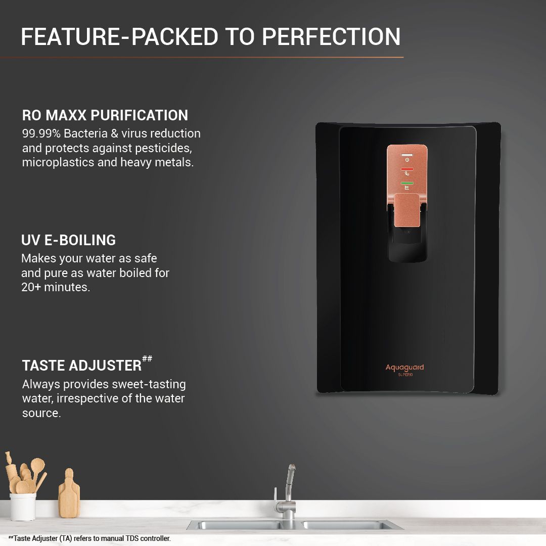 Aquaguard Superio RO+UV Taste Adjuster Stainless Steel Copper Water Purifier