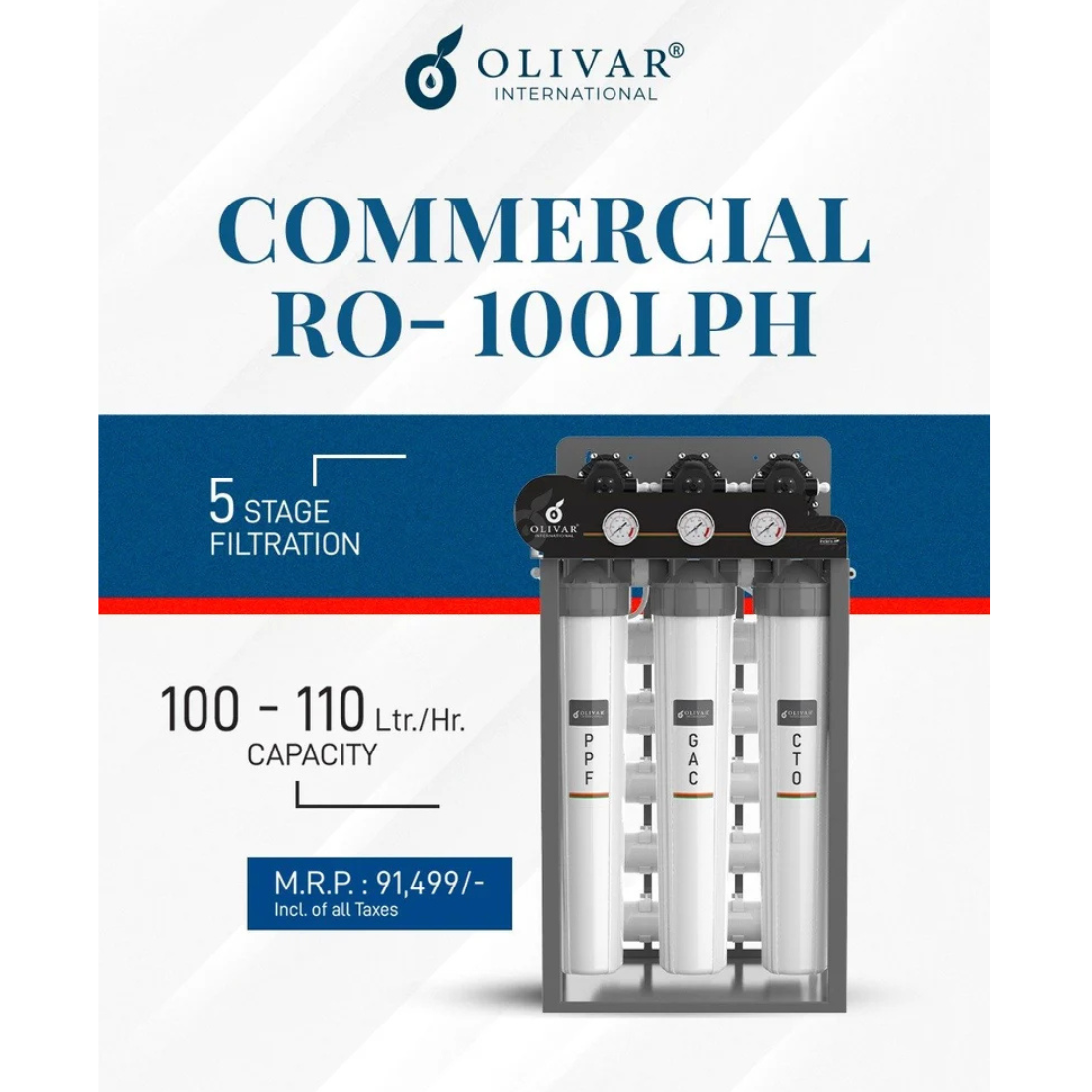 OLIVAR 100 LPH Commercial RO Plant