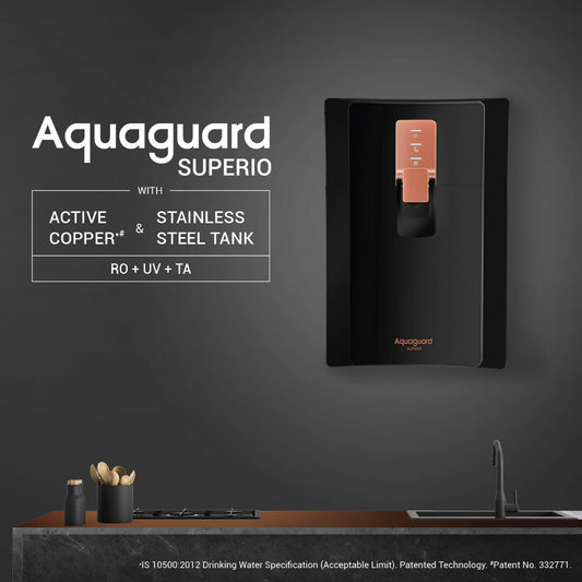 Aquaguard Superio RO+UV Taste Adjuster Stainless Steel Copper Water Purifier